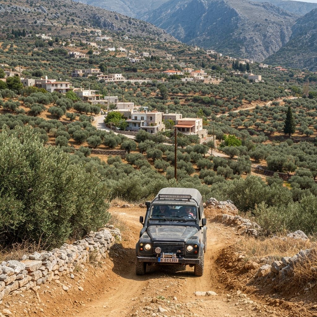 Safari 4x4 villages secrets arrière-pays Crète Grèce