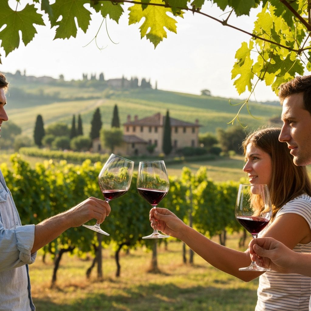 Dégustation vin Chianti Toscane vignobles Brunello
