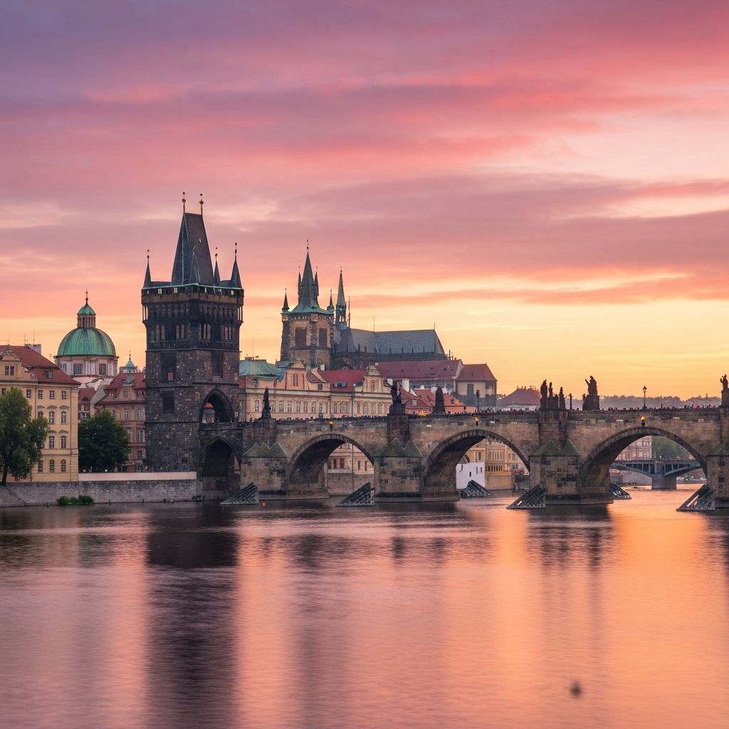 Vue panoramique de Prague avec le pont Charles et le château